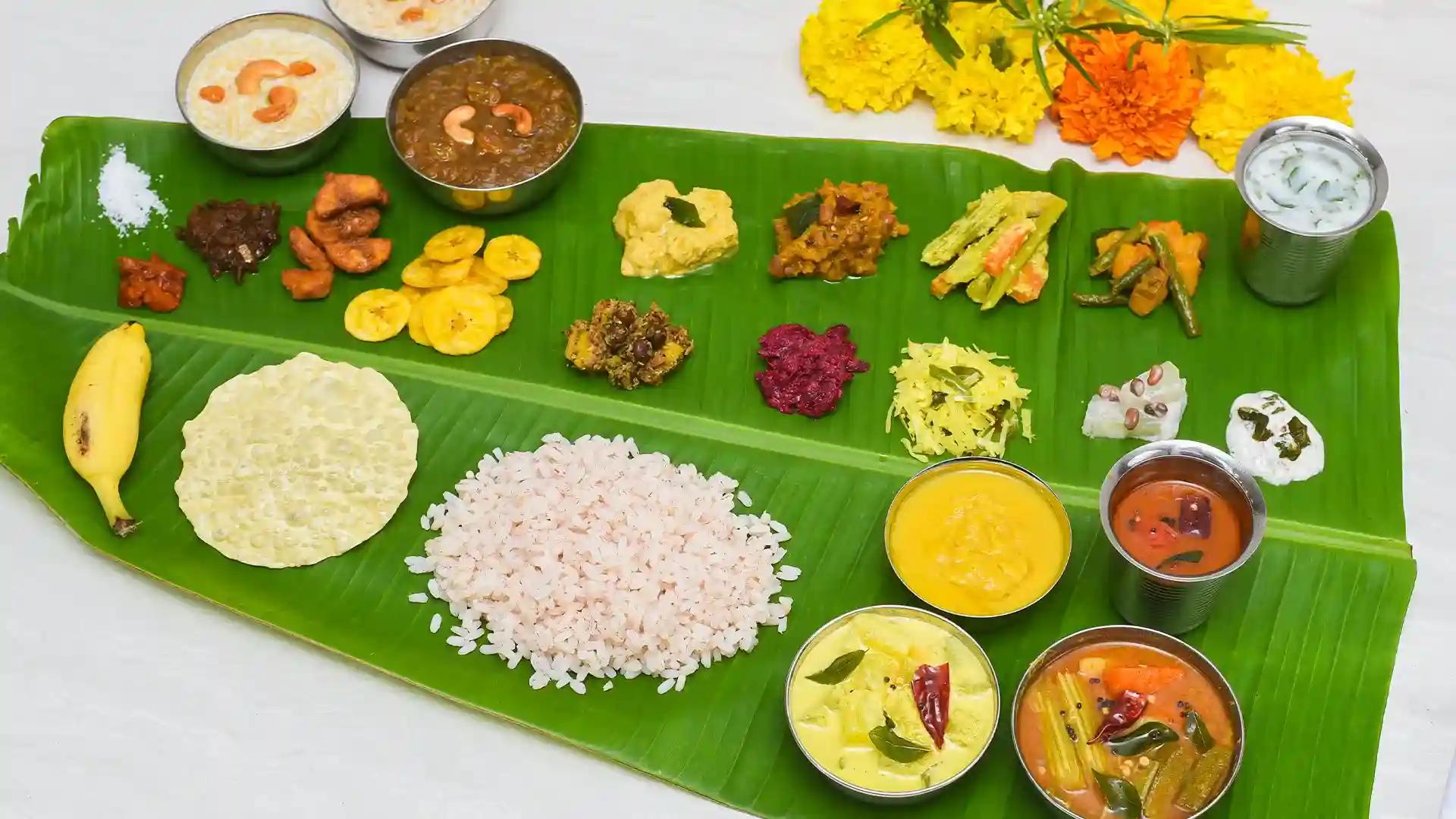 Kerala banana leaf feast