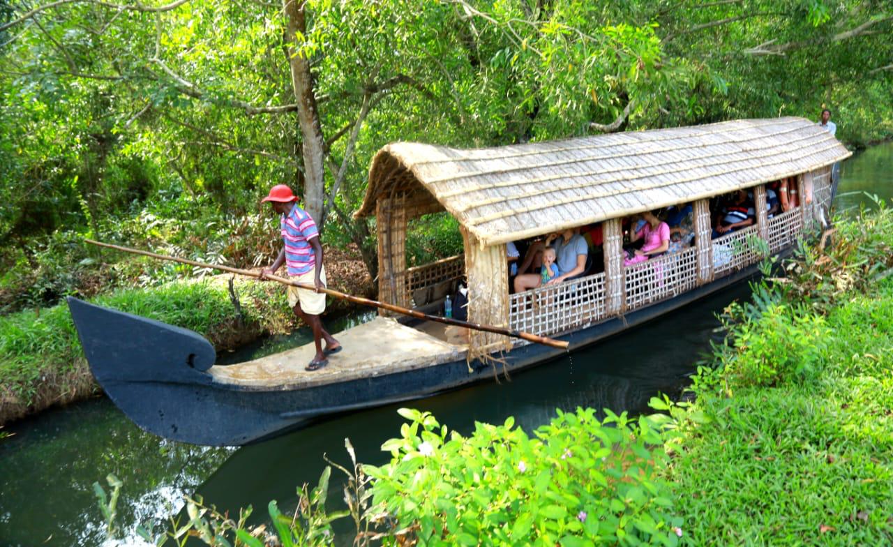 Bamboo boat on a Vaikom canal